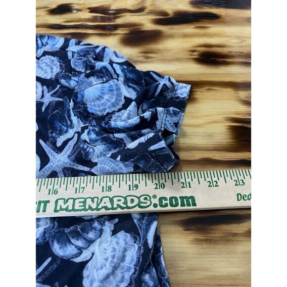 Chico's Size 2 Blue Cotton Modal Tee Shirt Seashell Nautical Beach Travel Modern - Picture 5 of 8